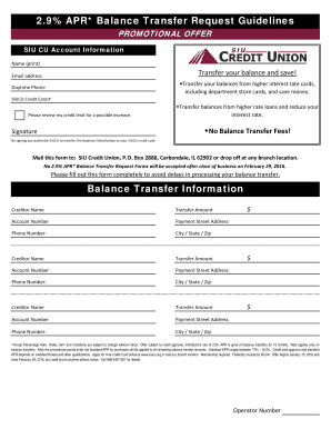 SIUCU Balance Transfer Request Form