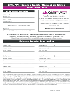 SIU Credit Union Balance Transfer Request Form