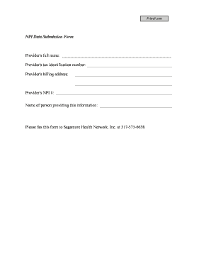NPI Data Submission Form