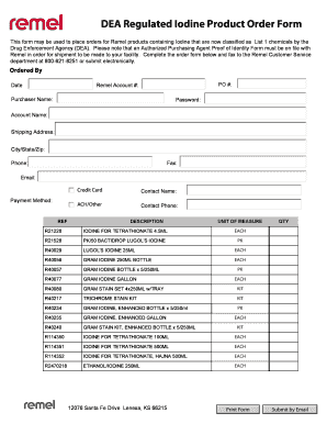 DEA Regulated Iodine Product Order Form