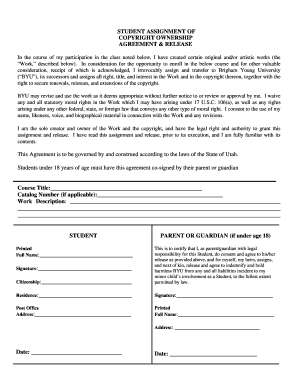 Student Assignment of Copyright Ownership Agreement