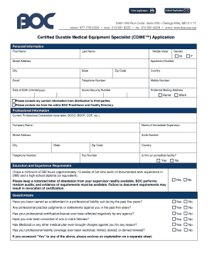 Certified Durable Medical Equipment Specialist Application