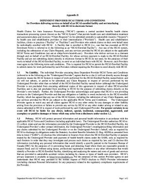 Dependent Provider HCAI Terms and Conditions