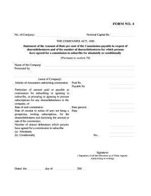 Form 4 Statement of Commission on Shares/Debentures