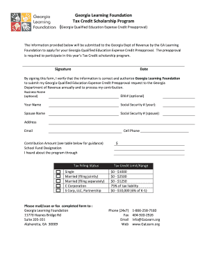 Georgia Qualified Education Expense Credit Preapproval