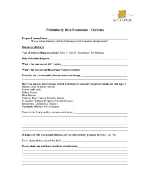Preliminary Risk Evaluation - Diabetes