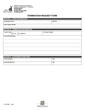 Hartford Life Insurance Agent Termination Request Form