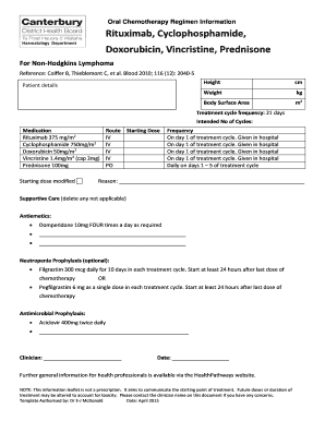 Oral Chemotherapy Regimen Information