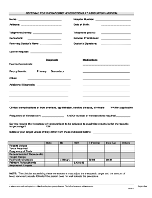 Referral for Therapeutic Venesection