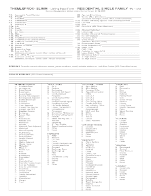 Residential Single Family Listing Input Form