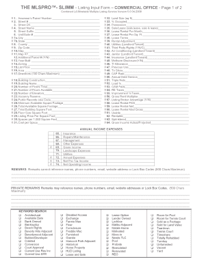 Commercial Office Listing Input Form