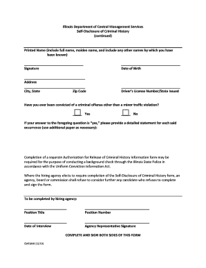 Illinois Self-Disclosure of Criminal History Form