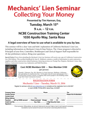 Mechanics Lien Seminar Collecting Your Money