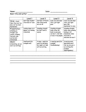 Book Presentation Evaluation Form