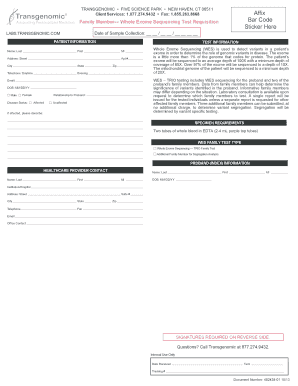 Whole Exome Sequencing Test Requisition Form