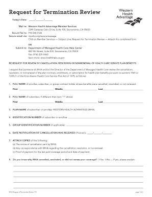 Request for Termination Review
