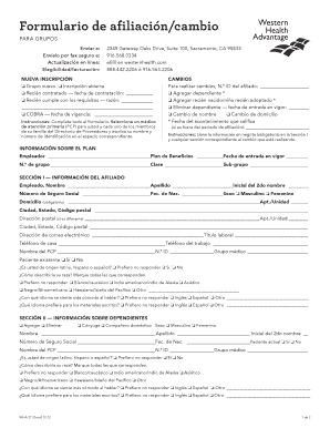 Formulario de afiliación/cambio