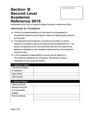 Academic Reference Form for Disabled Students