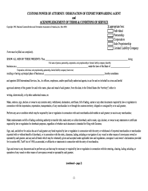 Customs Power of Attorney Form