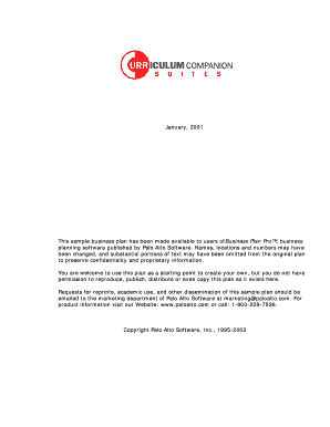 Sample Business Plan Template
