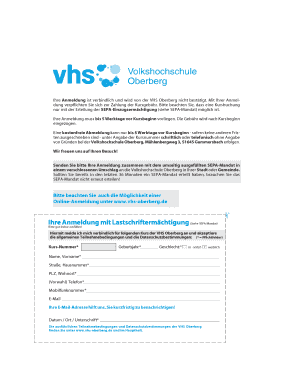 Anmeldeformular für Kurse der VHS Oberberg
