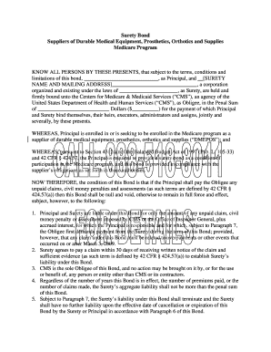 Surety Bond for DMEPOS Medicare Program
