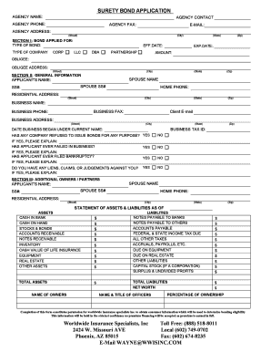 Surety Bond Application