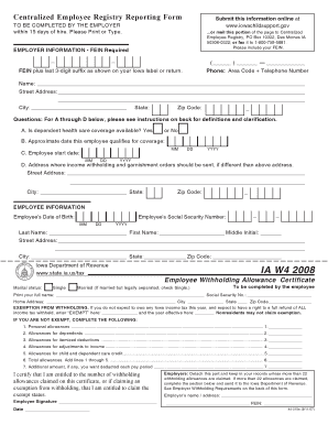 Iowa Centralized Employee Registry Reporting Form