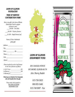 Lions of Illinois Foundation Tree of Service Contribution Form