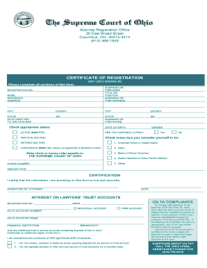Ohio Attorney Registration Certificate