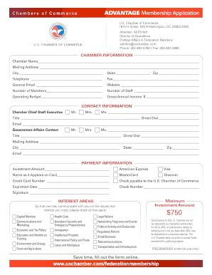 U.S. Chamber of Commerce Advantage Membership Application