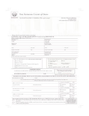 Ohio Attorney Registration Certificate