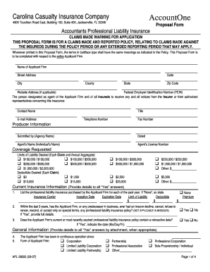 Accountants Professional Liability Insurance Proposal Form