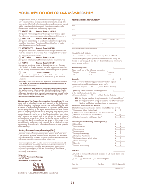 Society for American Archaeology Membership Application