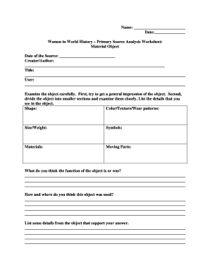 Women in World History Primary Source Analysis Worksheet