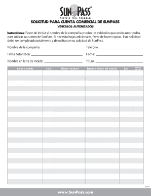 Solicitud para Cuenta Comercial de SunPass