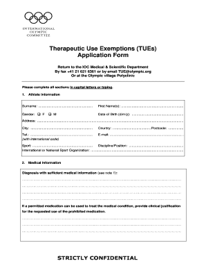 Therapeutic Use Exemption Application Form