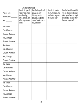 City Analysis Worksheet