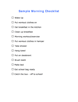 Fillable Online Sample Morning Checklist Fax Email Print - pdfFiller