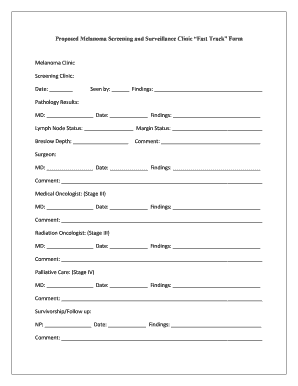 Melanoma Screening and Surveillance Clinic Form