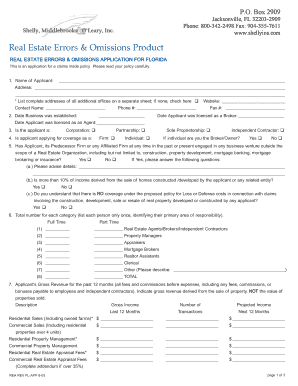 Florida Real Estate Errors and Omissions Application