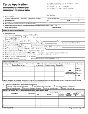 Cargo Insurance Application Form