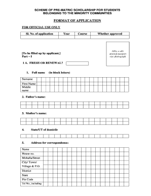 Pre-Matric Scholarship Application for Minority Students