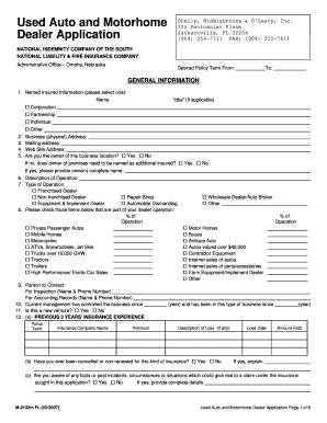 Used Auto and Motorhome Dealer Application