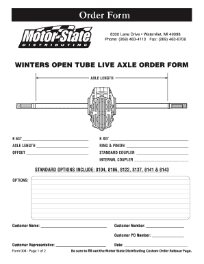 Motor State Custom Order Release Form