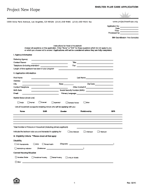 Shelter Plus Care Application