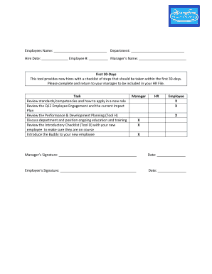 Employee 30-Day Checklist