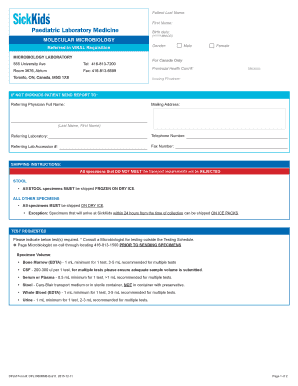 Molecular Microbiology Lab Requisition Form