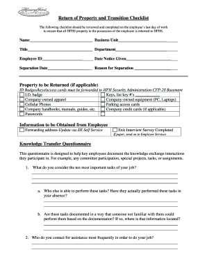 Employee Property Return and Transition Checklist