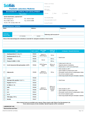 Clinical Test Requisition Form